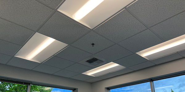 New acoustical ceiling tiles in office