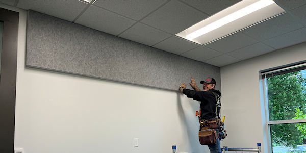 Preparing grid for new acoustical ceiling tiles with lighting and hvac